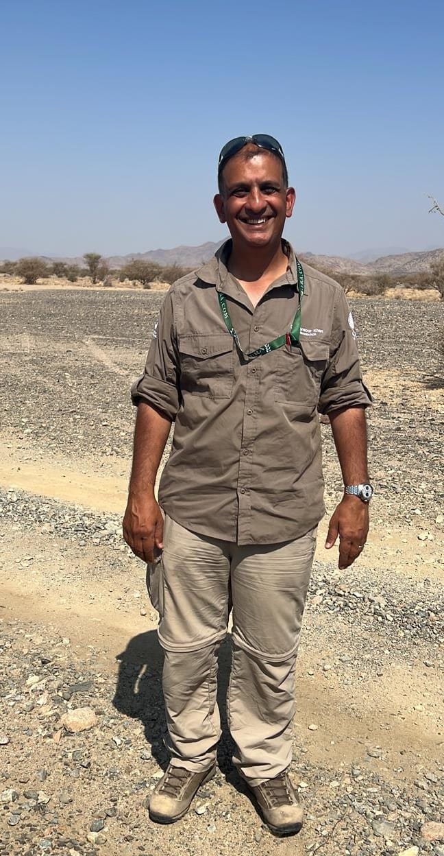 Professor Khan on expedition fieldwork in the desert